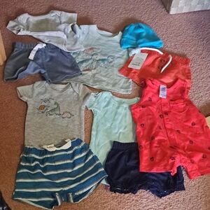 10 Pieces, NB Dinosaur and Striped Matching Set